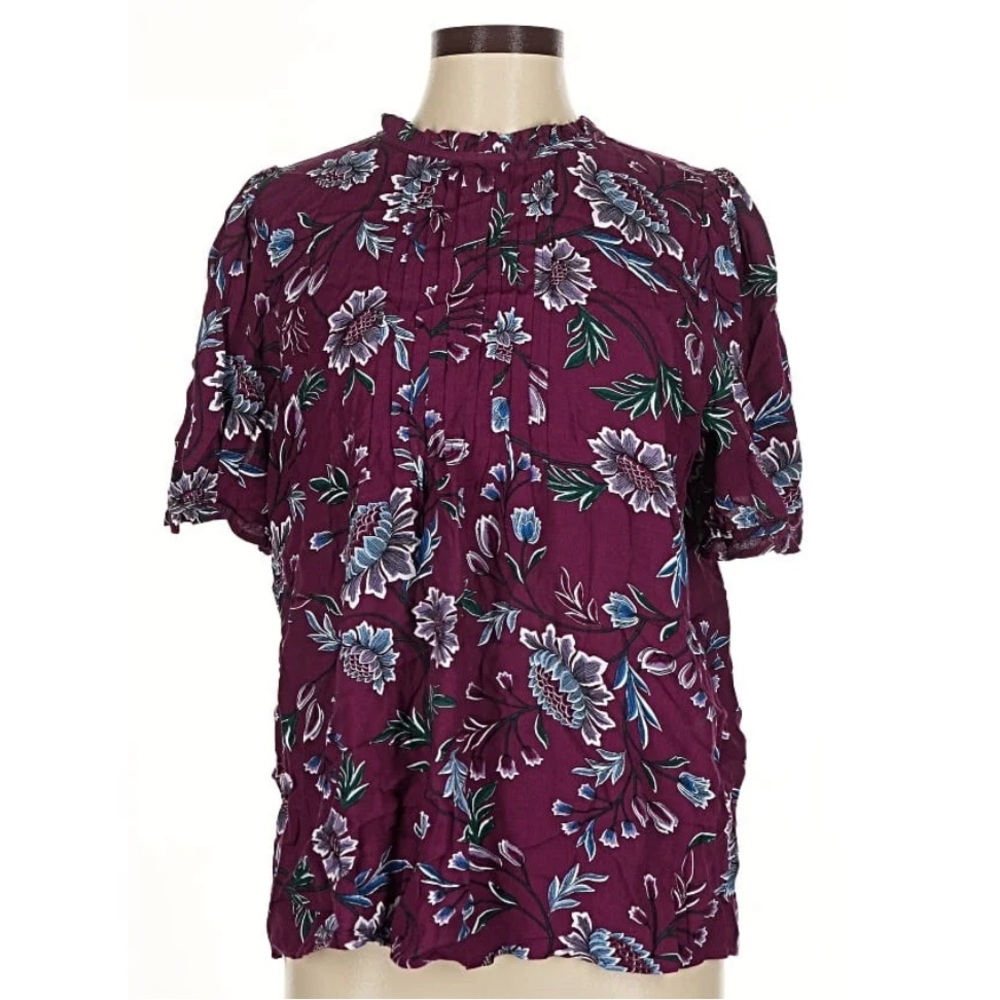NWT LOFT Burgundy Floral Blouse Medium